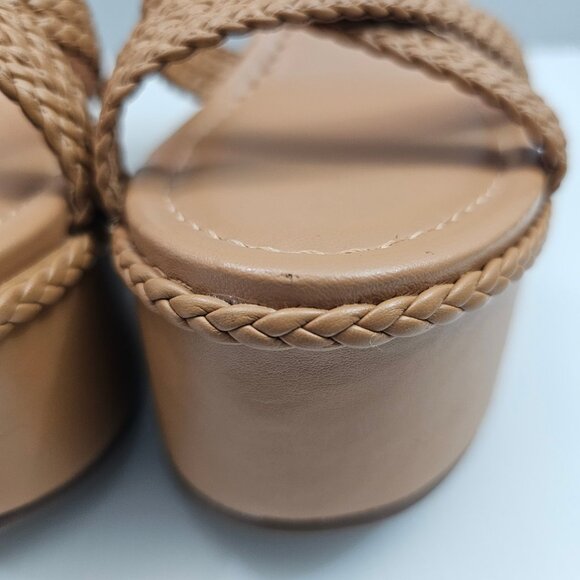 NEW Schutz Karima Platform Womens 9.5 Tan Leather Braided Chunky Block Heel 70s - Picture 7 of 14